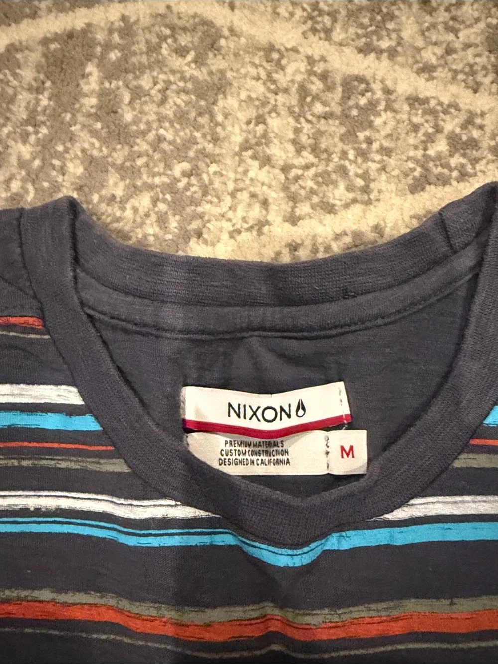 Nixon Navy Striped Short Sleeve Tee with Pocket